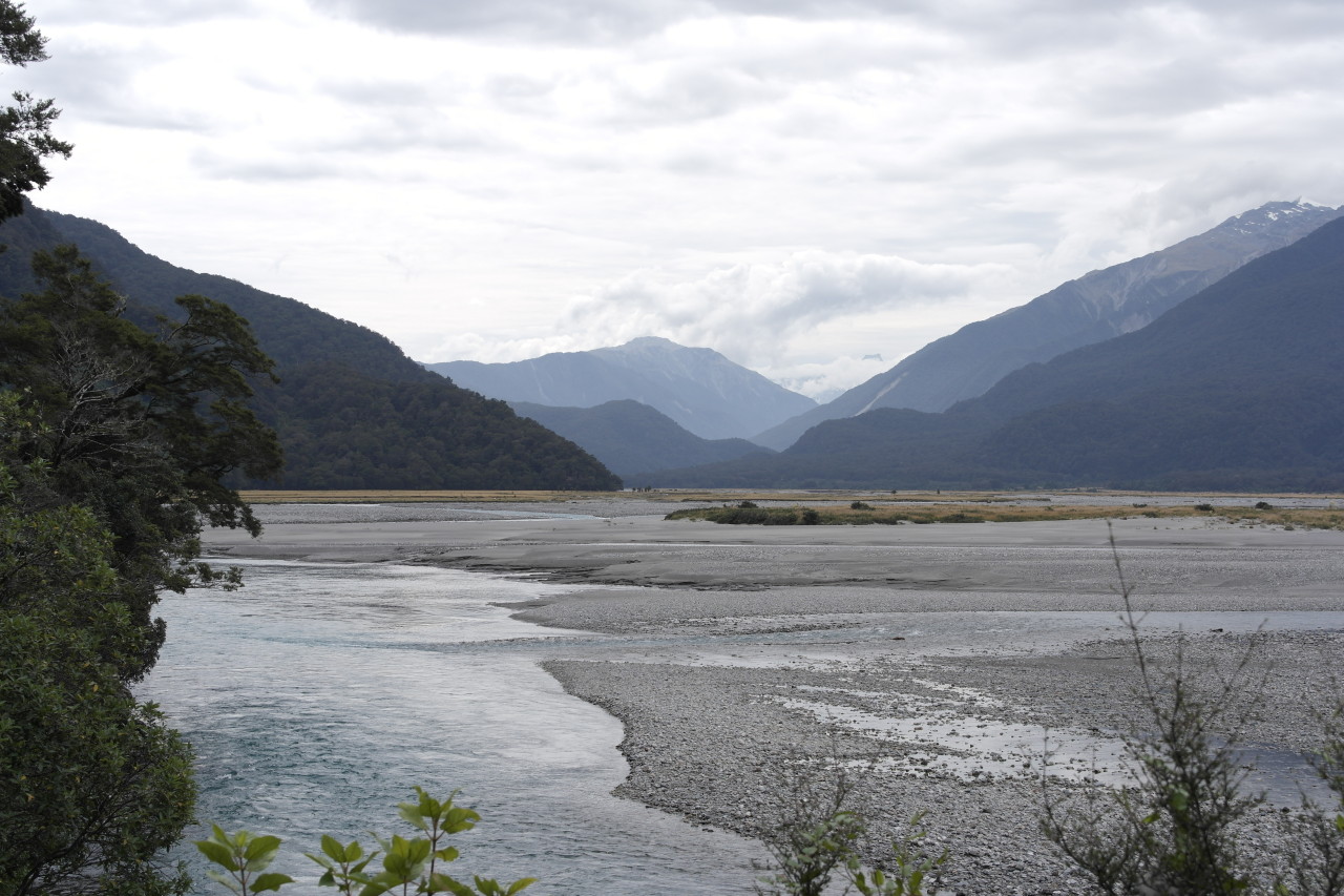 Haast River in Richtung Meer.