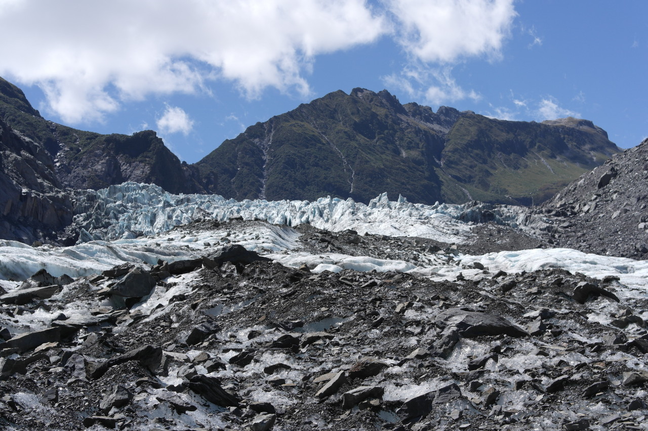 Blick hoch zum Eisfall.