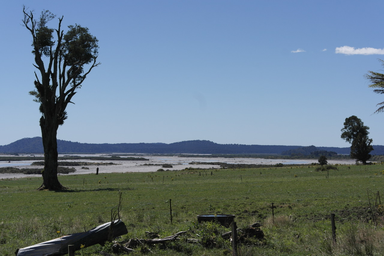 Der Whataroa River. Er ist nicht ganz so breit wie der Haast River, aber dadurch, dass das Tal viel breiter ist, wirkt er fast endlos.